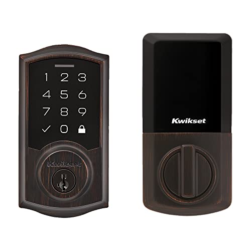 Kwikset Fechadura eletrônica SmartCode 270 sem chave para touchpad, trava de porta automática, segurança SmartKey Re-Key, bronze veneziano